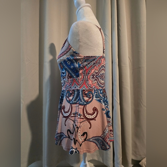 VENUS Paisley Print Strap Top in Peach and Blue - Picture 4 of 7